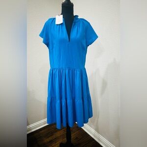 Cobalt Blue Tiered Mini Dress Boho Mini Dress Preppy Beachy